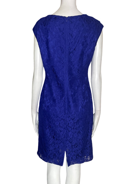 Vestido Tahari Sin mangas Asimétrico Midi Azul - Talla 6