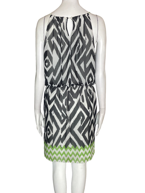 Vestido London Times Tiras Estampado Suelto Gris - Talla 6