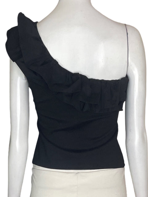 Blusa Zooca Oneshoulder Ruchas Liso Negro - Talla S