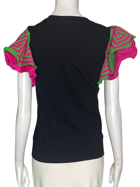 Blusa Molaya Panama Ruchas Mola Ajustado Negro - Talla S