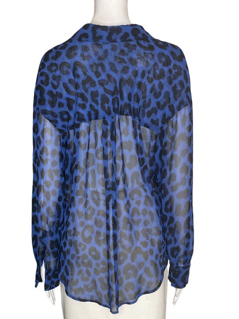 Blusa Free People Estampado Transparente Manga larga Azul - Talla S