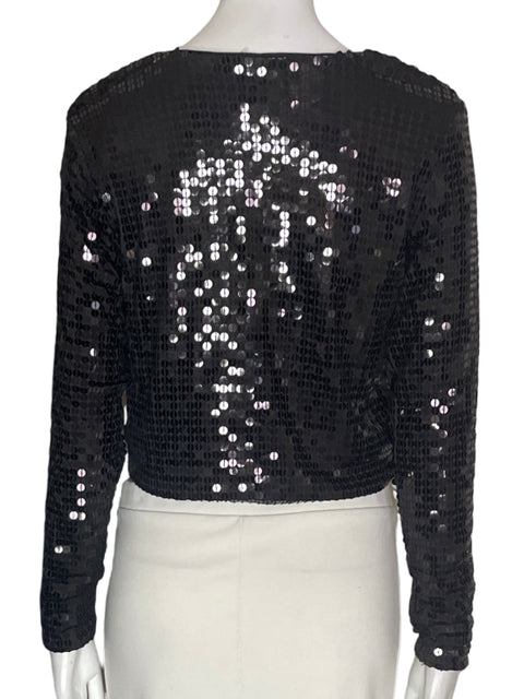 Blusa Tesoro Tps Lentejuelas Brillo Manga larga Negro - Talla S