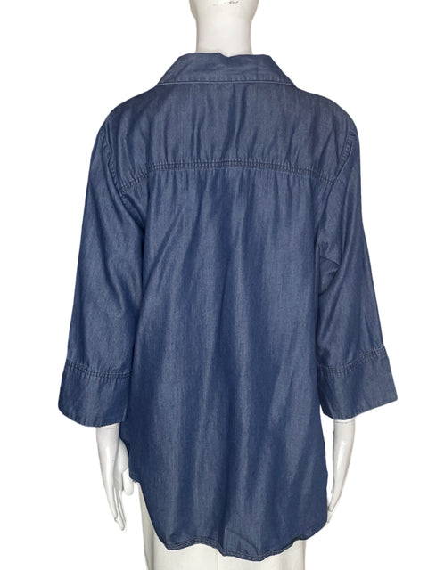 Blusa Martha de Algodón Camisa Botones Liso Azul - Talla M