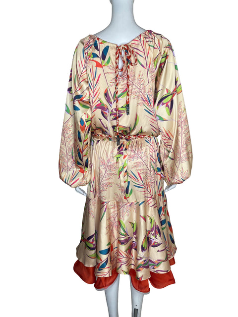 Vestido Clarissa Rosania Mangas abullonadas Satinado Beige - Talla L