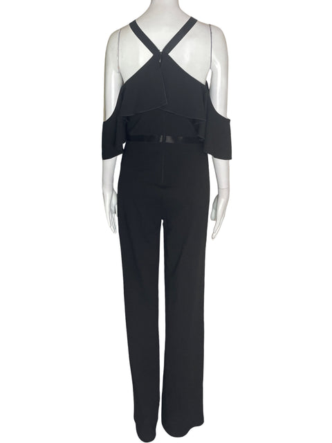 Mono Glamazon Outshoulder Ruchas Liso Negro - Talla S