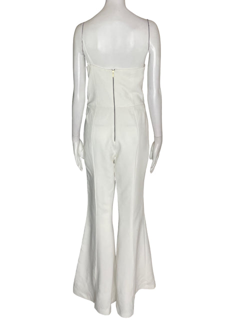 Mono Skazi Oneshoulder Transparente Palazo Blanco - Talla S