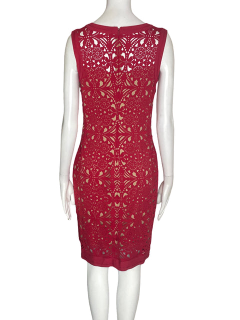 Vestido Tadashi Shoji Midi Troquelado Sin mangas Rojo - Talla XS