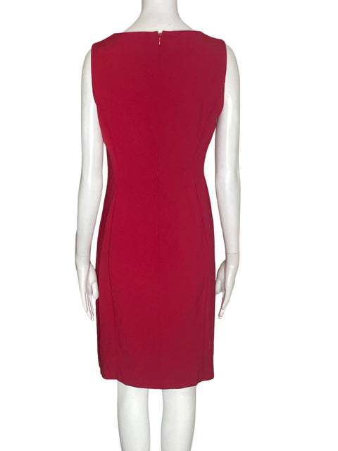 Vestido Kasper Midi Troquelado Sin mangas Rojo - Talla 4