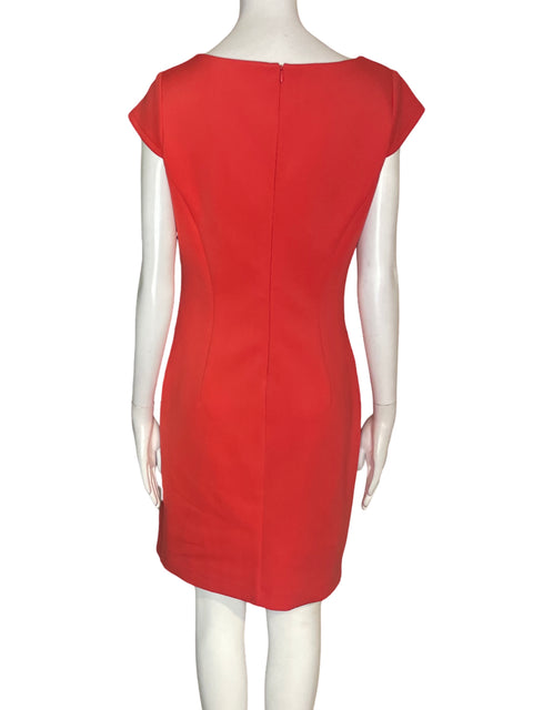 Vestido Jessica Simpson Ajustado Plisado Cuello redondo Naranja - Talla 6