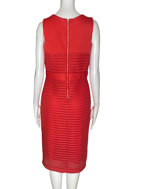 Vestido Julián Taylor Midi Plisado Sin mangas Rojo - Talla 8