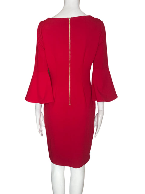 Vestido Calvin Klein Midi Liso Manga larga Rojo - Talla S