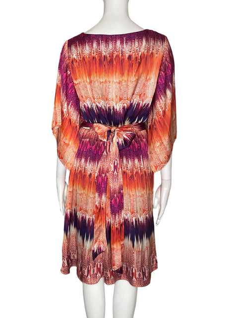 Vestido Sangria Midi Fajon Cuello v Naranja - Talla 6