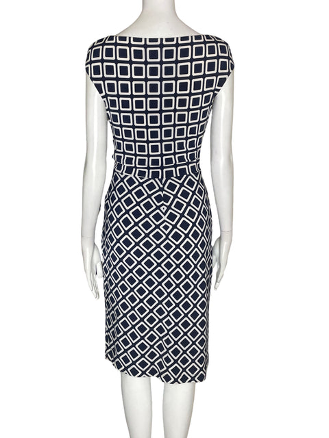 Vestido Ralph Lauren Cuadros Manga corta Midi Negro - Talla 4