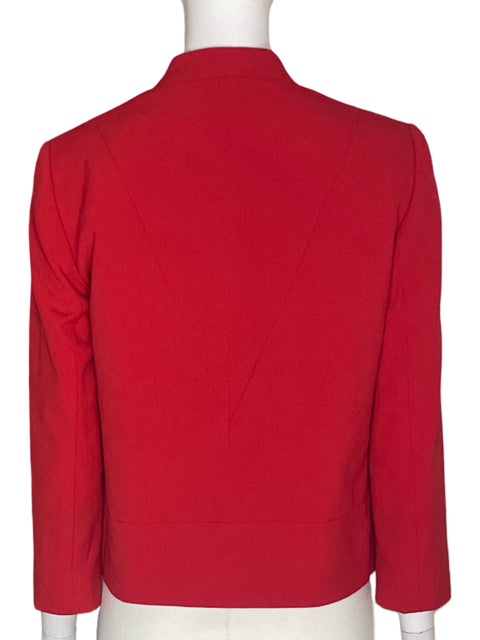 Chaqueta Tahari Abierto Bolsillo zipper Manga larga Rojo - Talla 4