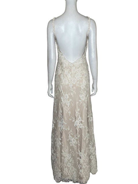 Vestido De Fiesta Tesoro Tps Bordado Maxi Beige - Talla S