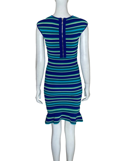 Vestido Torn By Ronny Kobo Rayas Vuelos Azul - Talla S