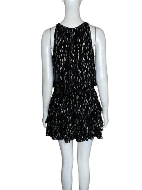 Vestido Ramy Brook Halter Vuelos Metalizado Negro - Talla S