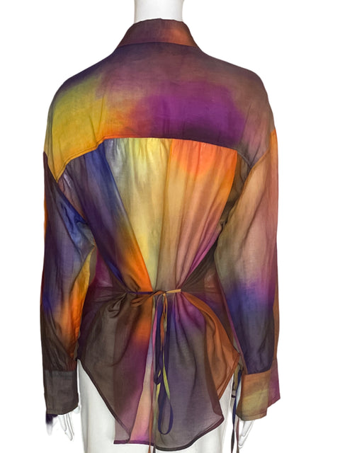 Blusa Massimo Dutti Tie-dye Manga larga Estampado Naranja - Talla 38