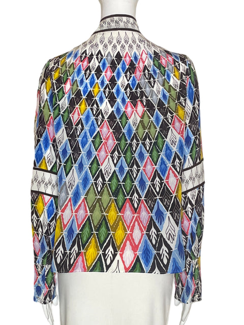 Blusa Peter Pilotto Estampado Manga larga Lazo Azul - Talla 12