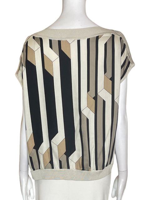 Blusa Naulover Rayas Manga corta Suelto Marrón - Talla 42
