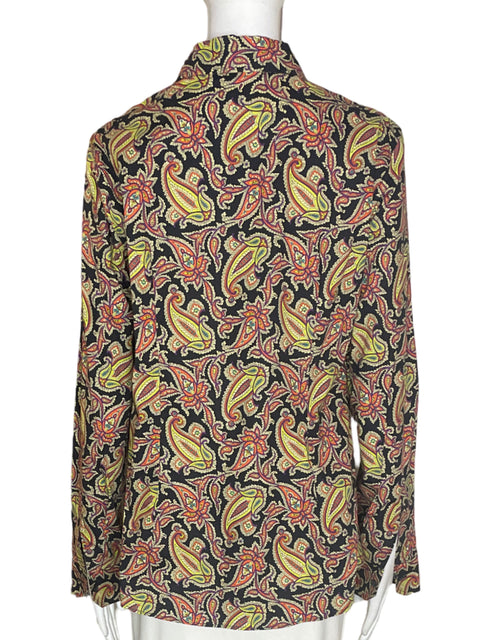 Camisa Etro 48 Estampado Manga larga Cuello Beige - Talla 8