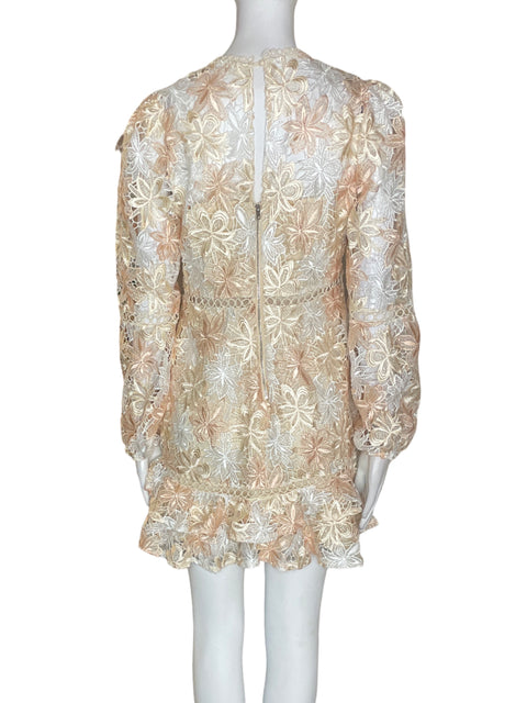 Vestido Just Me Tejido Ruchas Manga larga Beige - Talla L