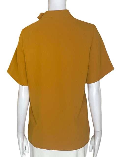 Blusa Zara Liso Manga corta Cuello boton Marrón - Talla XS