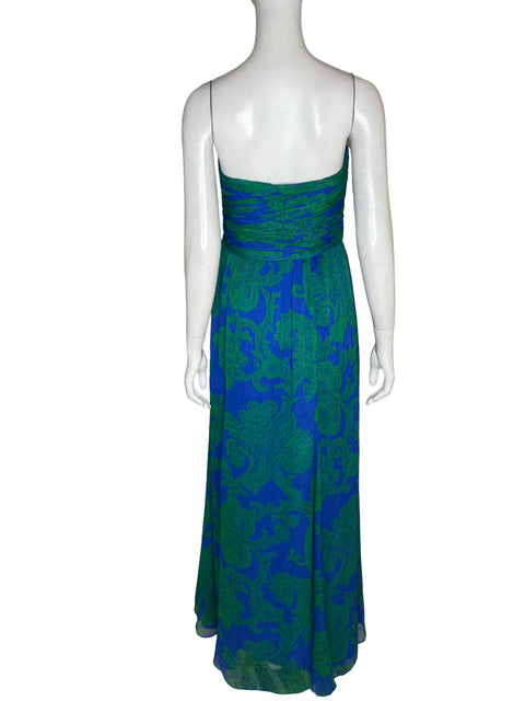 Vestido De Fiesta Ralph Lauren Strapless Maxi Azul - Talla 10