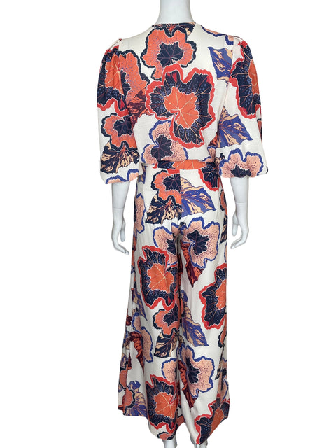 Conjunto Naranja Rosa Estampado Floral Cuello v Naranja - Talla M