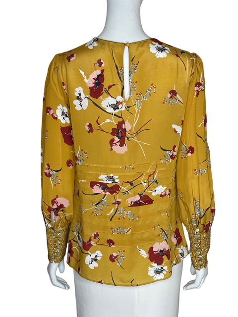 Blusa Massimo Dutti Satinado Pliegues Amarillo - Talla 6