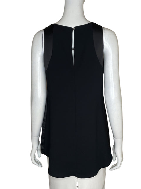 Blusa White House Black Market Cuello redondo Satinado Negro - Talla 2