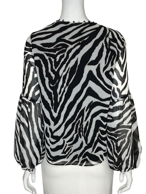 Blusa White House Black Market Estampado Animal print Negro - Talla XS