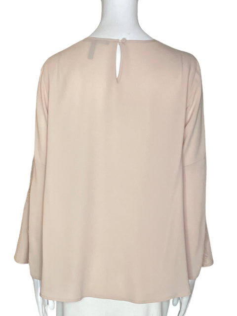 Blusa Bcbg Liso Ruchas Tejido Beige - Talla S