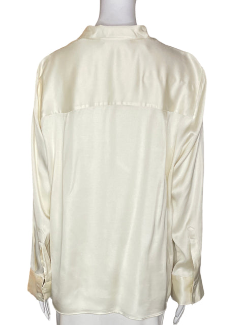 Camisa Zara de Viscosa Satinado Manga larga Botones Beige - Talla M