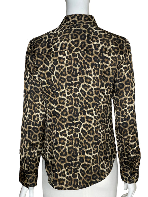 Blusa Michael Kors Zipper Satinado Marrón - Talla XS