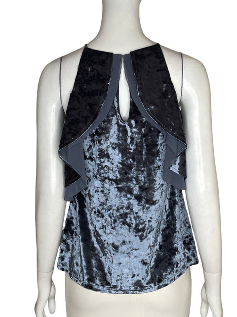 Blusa White House Black Market Halter Terciopelo Azul - Talla XS