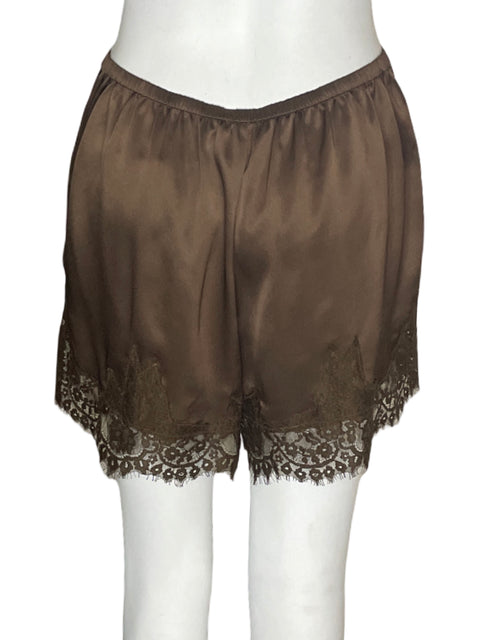 Short Reformación Fern satin Mini Encaje Marrón - Talla M