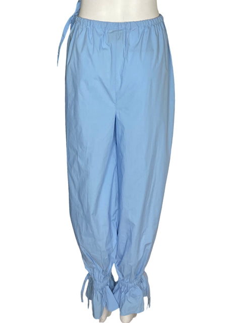 Pantalón Posse de Algodón Elastico Abullonado Azul - Talla M