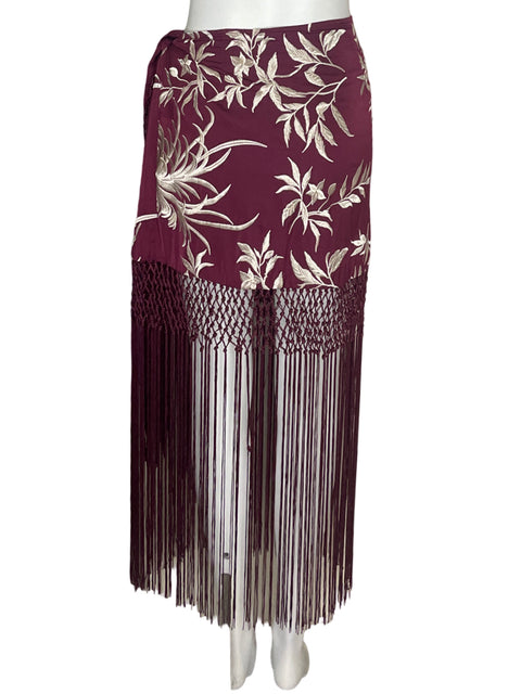 Falda Zara Apliques Flecos Mini Rojo - Talla S