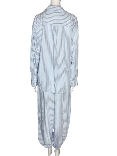 Conjunto Oysho Rayas Camisa/pantalon Elastico Azul - Talla L