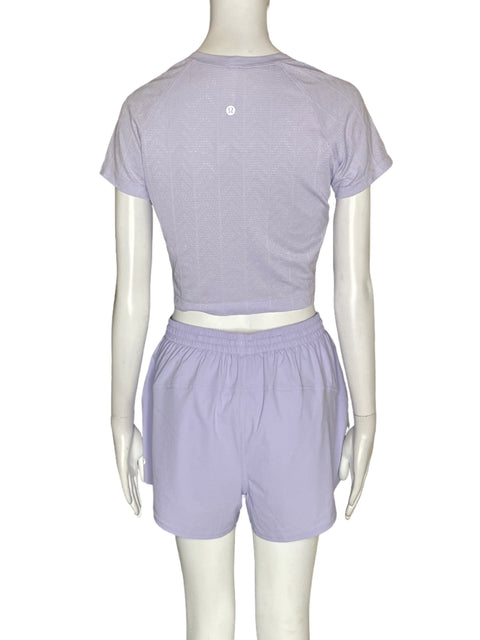 Conjunto Lululemon Deportivo Blusa/short Liso Morado - Talla S