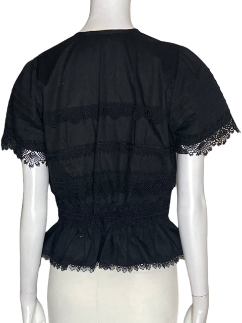 Blusa Waimari Lisa Encaje Manga corta Negro - Talla S