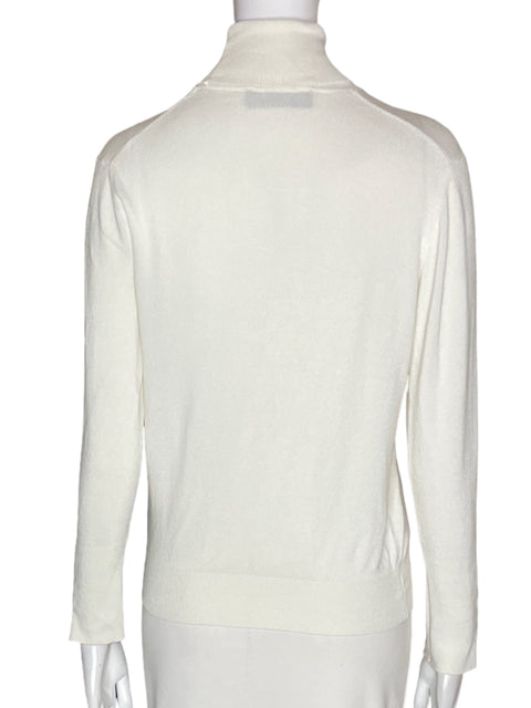 Blusa Zara de Algodón Cuello alto Liso Manga larga Blanco - Talla L