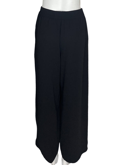 Pantalón Zara Recto Palazo Elastico Negro - Talla M