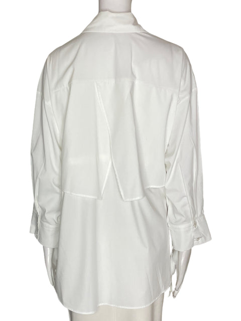 Camisa Tesoro Tps de Algodón Liso Bolsillo Botones Blanco - Talla S