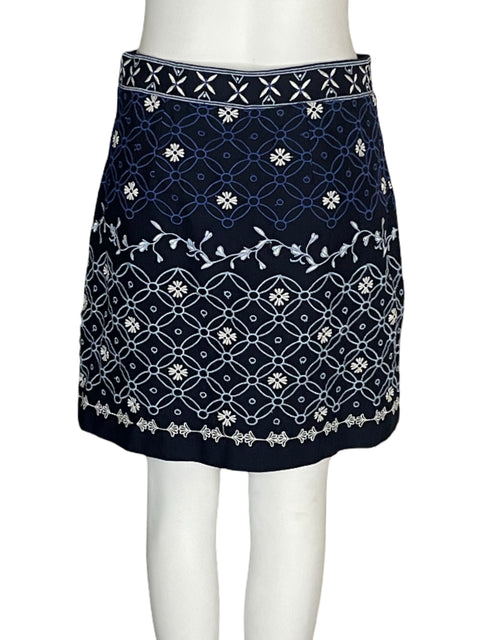 Falda Loft Apliques Floral Mini Azul - Talla 4