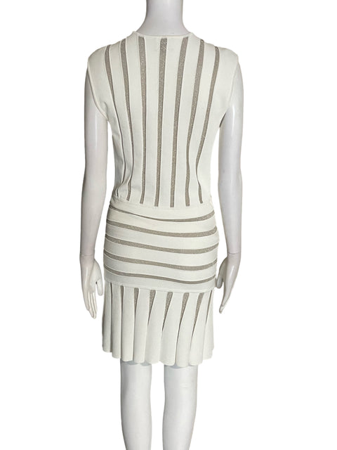 Vestido Ronny Kobo Rayas Ajustado Sin mangas Blanco - Talla L