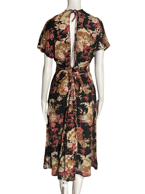 Vestido Current/elliott Estampado Floral Cuello v Marrón - Talla 4