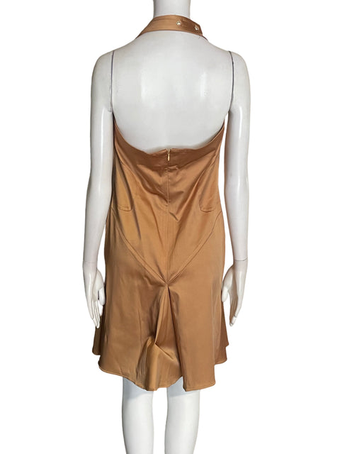 Vestido Zac Posen Cut-out Liso Midi Marrón - Talla 10