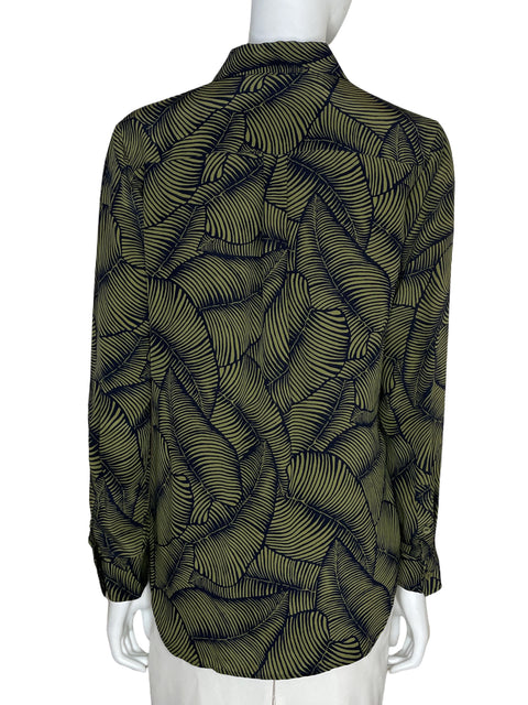 Camisa Ann Taylor de Seda Estampado Verde - Talla S